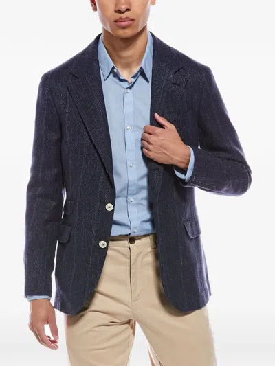 Brunello Cucinelli Striped Tailored Blazer In Blue
