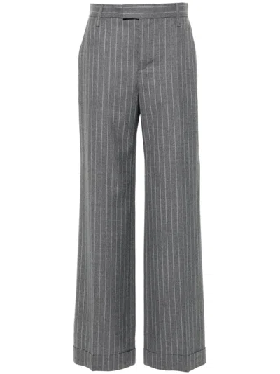 Brunello Cucinelli Striped Tailored Trousers In Gray