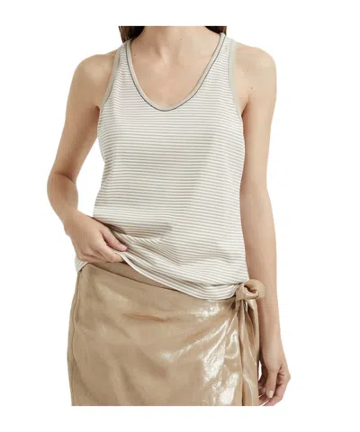 Brunello Cucinelli Striped Tank Top In Neutral