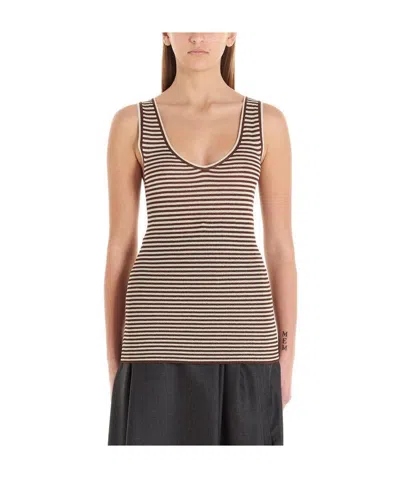 Brunello Cucinelli Striped Tank Top In Brown