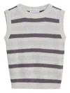 Brunello Cucinelli Striped Tank Top In White
