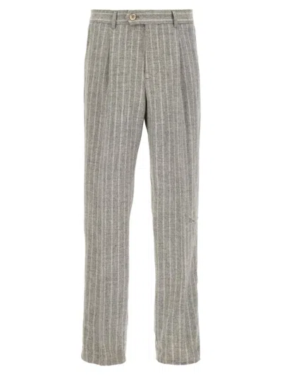 Brunello Cucinelli Straight-leg Pleated Woven Suit Trousers In Blue