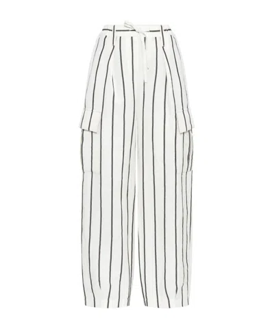 Brunello Cucinelli Striped Tapered Trousers In White