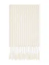 Brunello Cucinelli Striped Scarf With Pompoms In White