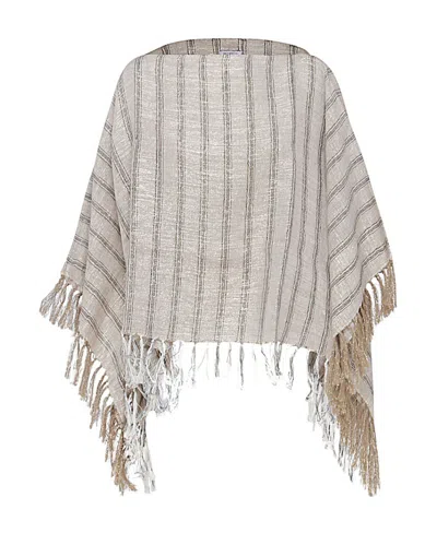 Brunello Cucinelli Striped Tassel-trim Poncho In Multi