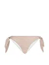 Brunello Cucinelli Striped Techno Jersey Bikini Bottoms In Brown