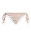 Brunello Cucinelli Striped Techno Jersey Bikini Bottoms In Nude