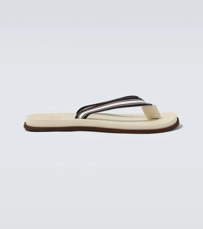Brunello Cucinelli Striped Thong Sandals In White