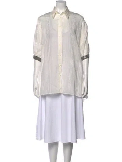 Pre-owned Brunello Cucinelli Striped Three-quarter Sleeve Blouse In Neutral