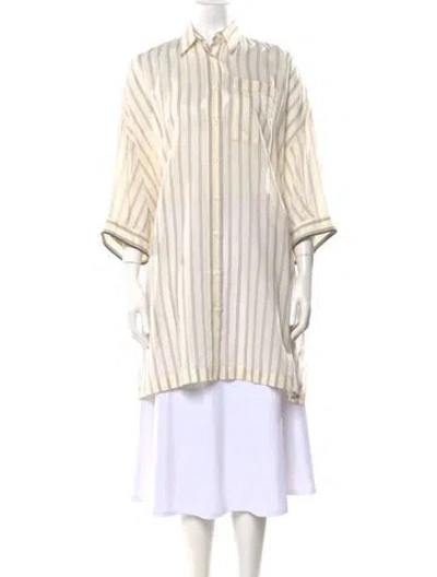 Pre-owned Brunello Cucinelli Striped Three-quarter Sleeve Tunic W/ Tags In Neutral