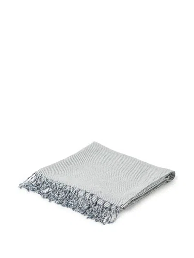 Brunello Cucinelli Striped Throw (180cm X 110cm) In Blue