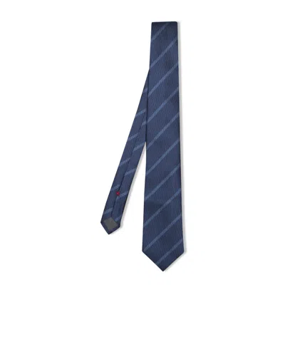 Brunello Cucinelli Striped Tie In Blue