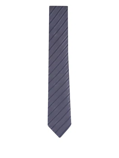 Brunello Cucinelli Striped Tie In Gray