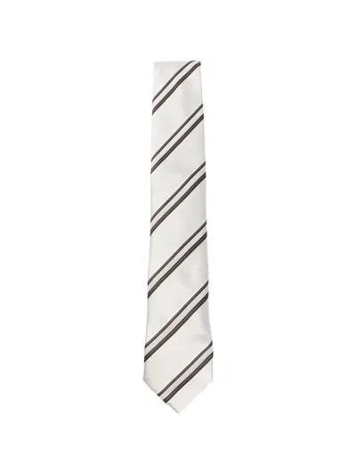 Brunello Cucinelli Striped Tie In Gray