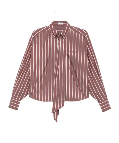 Brunello Cucinelli Long Sleeve Shirt In Brown