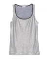 Brunello Cucinelli Linen Tank Top Scoop Neck Stripes Shimmer In Multi
