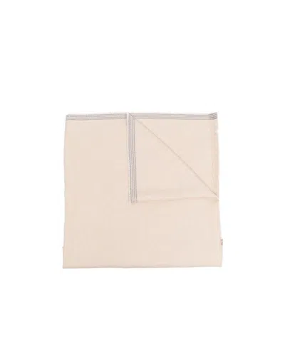 Brunello Cucinelli Striped Trim Scarf In Nude