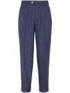 Brunello Cucinelli Silk-wool-cashmere Tapered Trousers In Blue