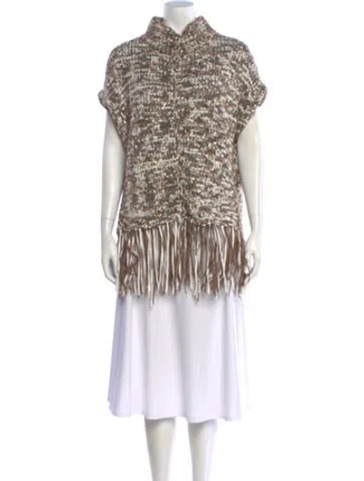 Pre-owned Brunello Cucinelli Striped Turtleneck Sweater W/ Tags In Neutral