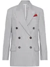 Brunello Cucinelli Striped Twill Blazer In Blue