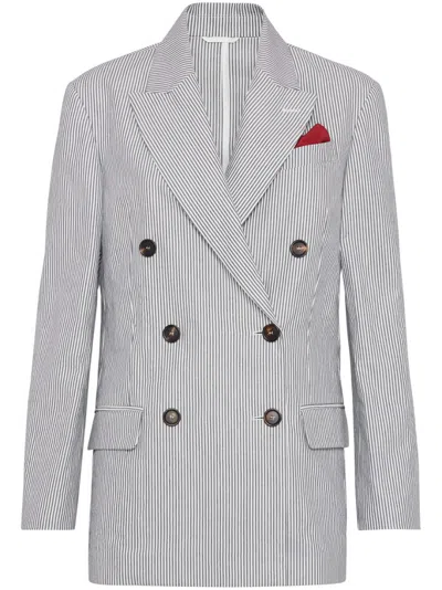 BRUNELLO CUCINELLI STRIPED TWILL BLAZER