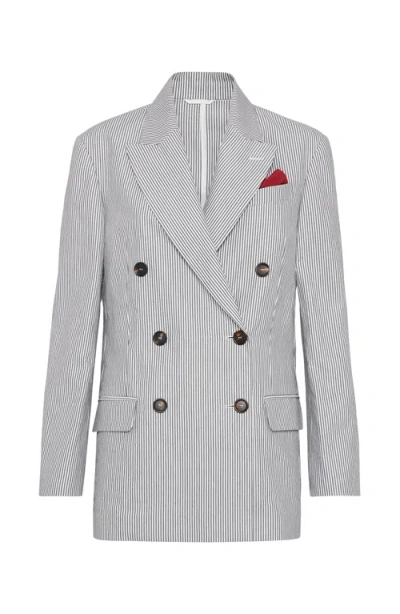 BRUNELLO CUCINELLI BRUNELLO CUCINELLI STRIPED TWILL BLAZER