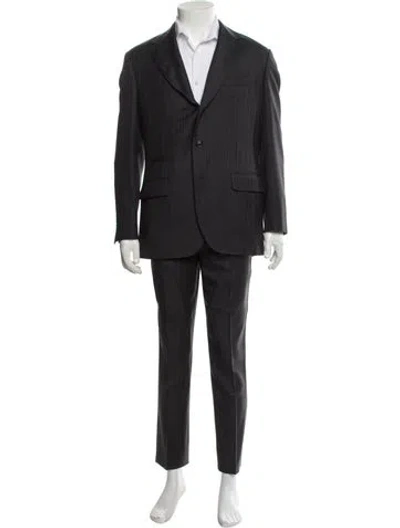 Pre-owned Brunello Cucinelli Striped Two-piece Suit In Black