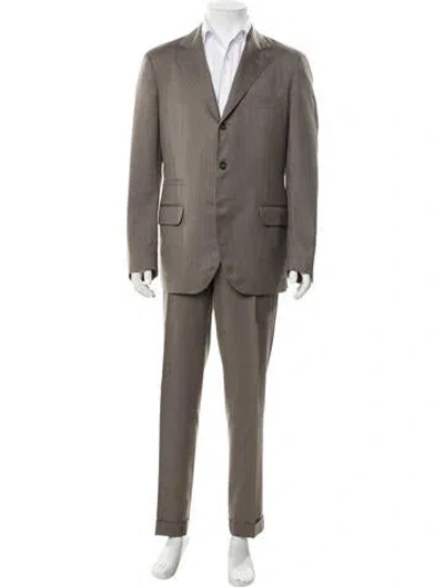 Pre-owned Brunello Cucinelli Striped Two-piece Suit In Gray