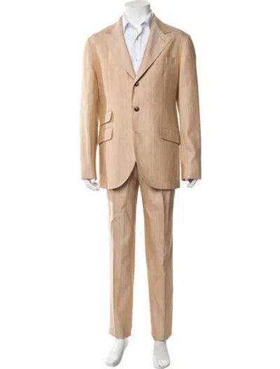 Pre-owned Brunello Cucinelli Striped Two-piece Suit W/ Tags In Neutral