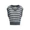 Brunello Cucinelli Dazzling Striped Net Knit Linen Sweater