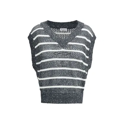 BRUNELLO CUCINELLI STRIPED VEST