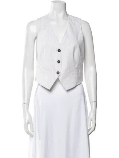 Pre-owned Brunello Cucinelli Striped Vest In Silver/white