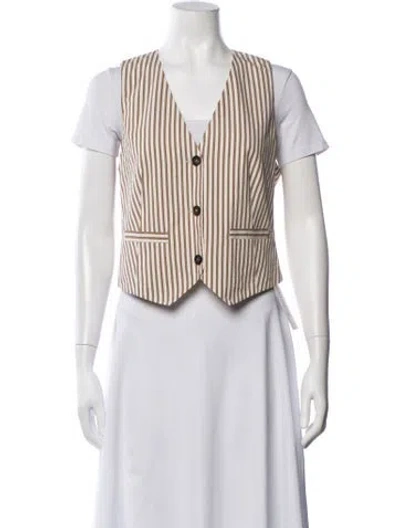 Pre-owned Brunello Cucinelli Striped Vest In White