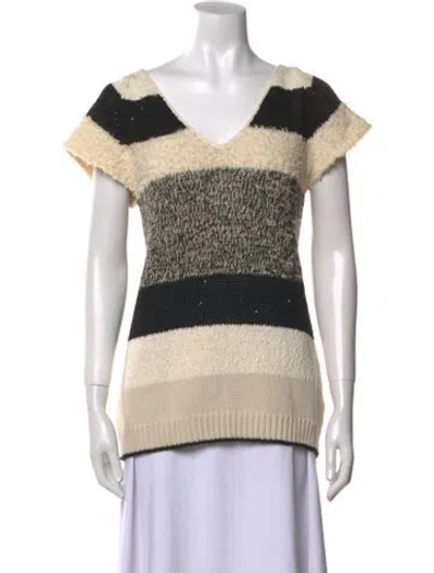 Pre-owned Brunello Cucinelli Striped V-neck Sweater