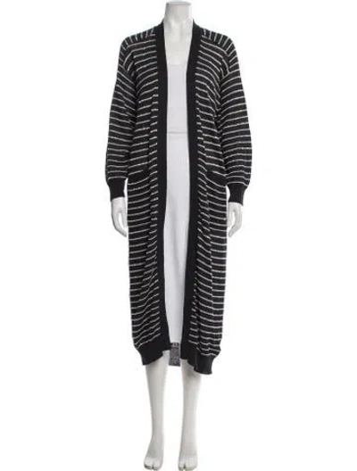 Pre-owned Brunello Cucinelli Striped V-neck Sweater In Blue