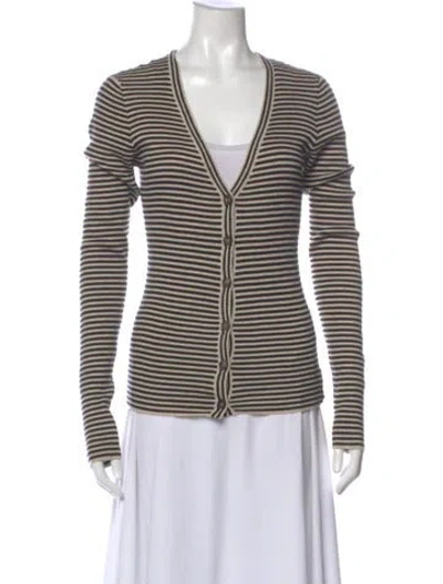 Pre-owned Brunello Cucinelli Striped V-neck Sweater In Neutral