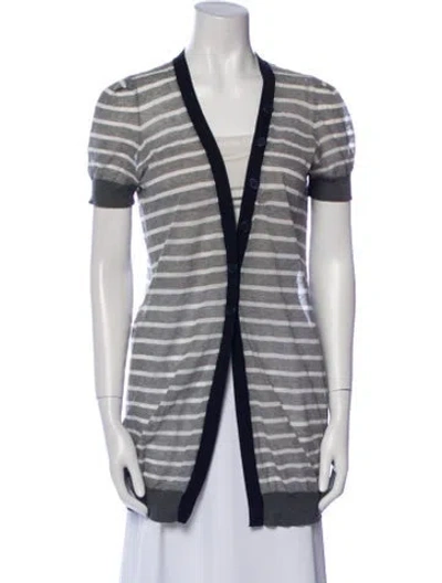 Pre-owned Brunello Cucinelli Striped V-neck Tunic In Gray