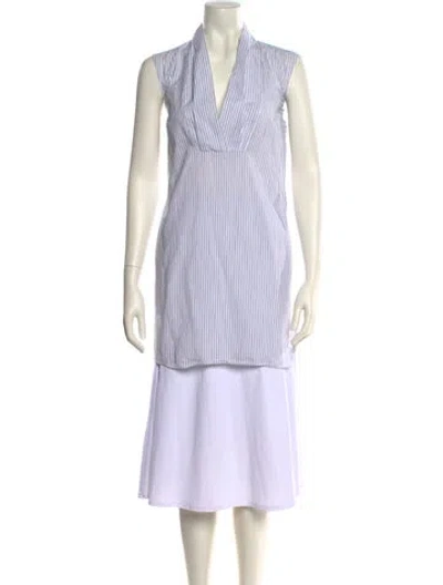 Pre-owned Brunello Cucinelli Striped V-neck Tunic In White