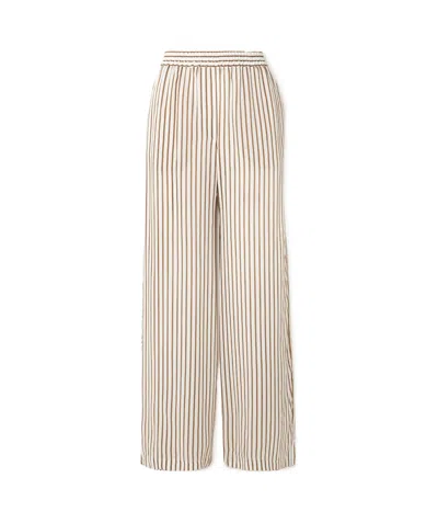 Brunello Cucinelli Striped Wide-leg Casual Pants In Neutral