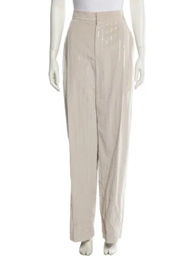 Pre-owned Brunello Cucinelli Striped Wide Leg Pants In Gray
