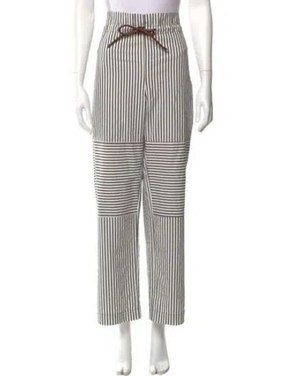 Pre-owned Brunello Cucinelli Striped Wide Leg Pants In Neutral
