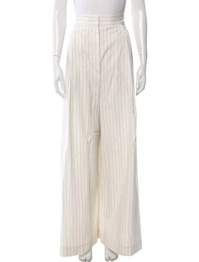 Pre-owned Brunello Cucinelli Striped Wide Leg Pants In Neutral