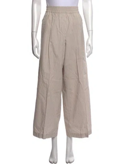 Pre-owned Brunello Cucinelli Striped Wide Leg Pants In Neutrals