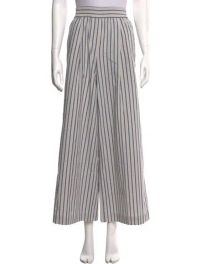 Pre-owned Brunello Cucinelli Striped Wide Leg Pants In White