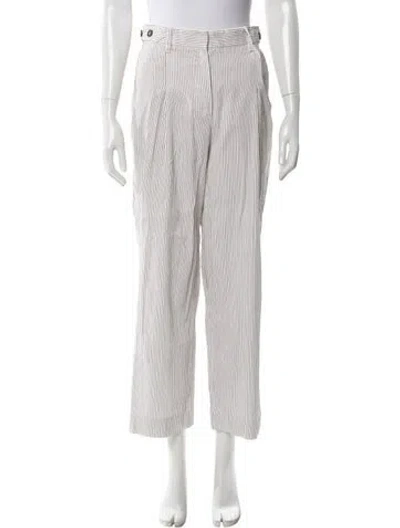 Pre-owned Brunello Cucinelli Striped Wide Leg Pants In White