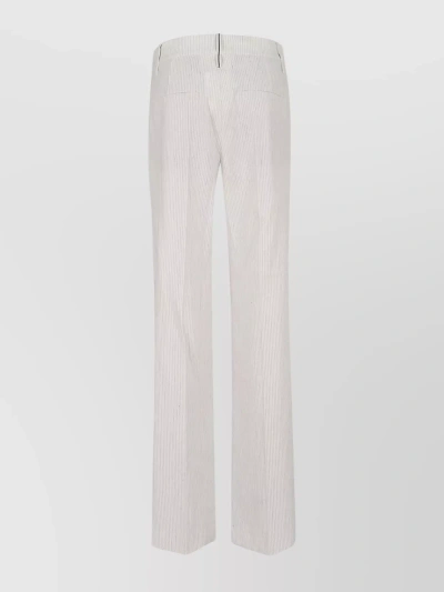 Brunello Cucinelli Pinstriped Linen-blend Trousers In White