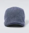 Brunello Cucinelli Striped Wool, Cashmere, And Silk Cap In Blue