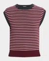 Brunello Cucinelli Striped Wool-cashmere Knit Sleeveless Sweater In Burgundy