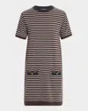 Brunello Cucinelli Striped Wool-cashmere Mini T-shirt Dress In Multi