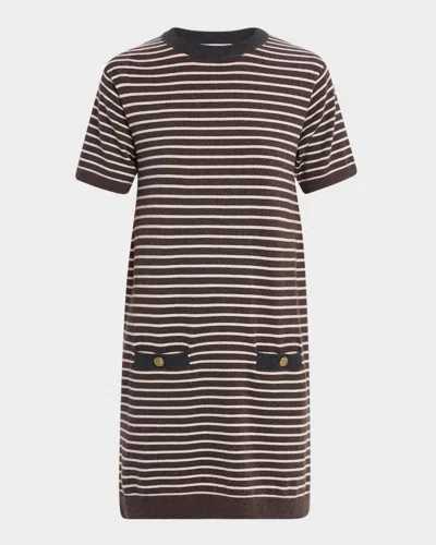Brunello Cucinelli Striped Wool-cashmere Mini T-shirt Dress